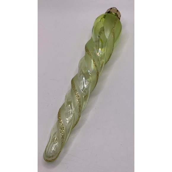 Vintage Yellow Green Mercury Glass Icicle Ornament Retro - Picture 5 of 5
